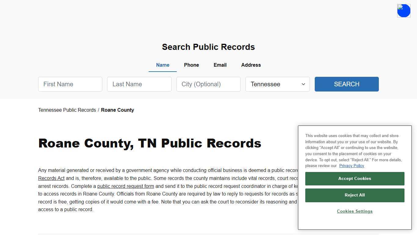Roane County, TN Public Court, Arrest and Inmate Records - ThePublicIndex